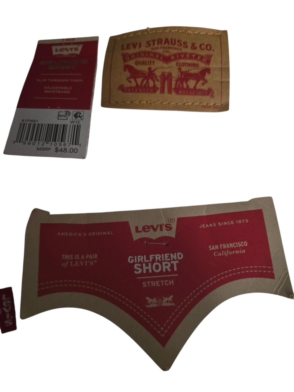 Levi's Cream Embroidered Floral Cuffed Jean Shorts - Picture 3 of 6